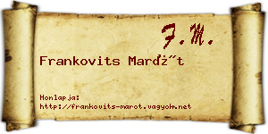 Frankovits Marót névjegykártya
